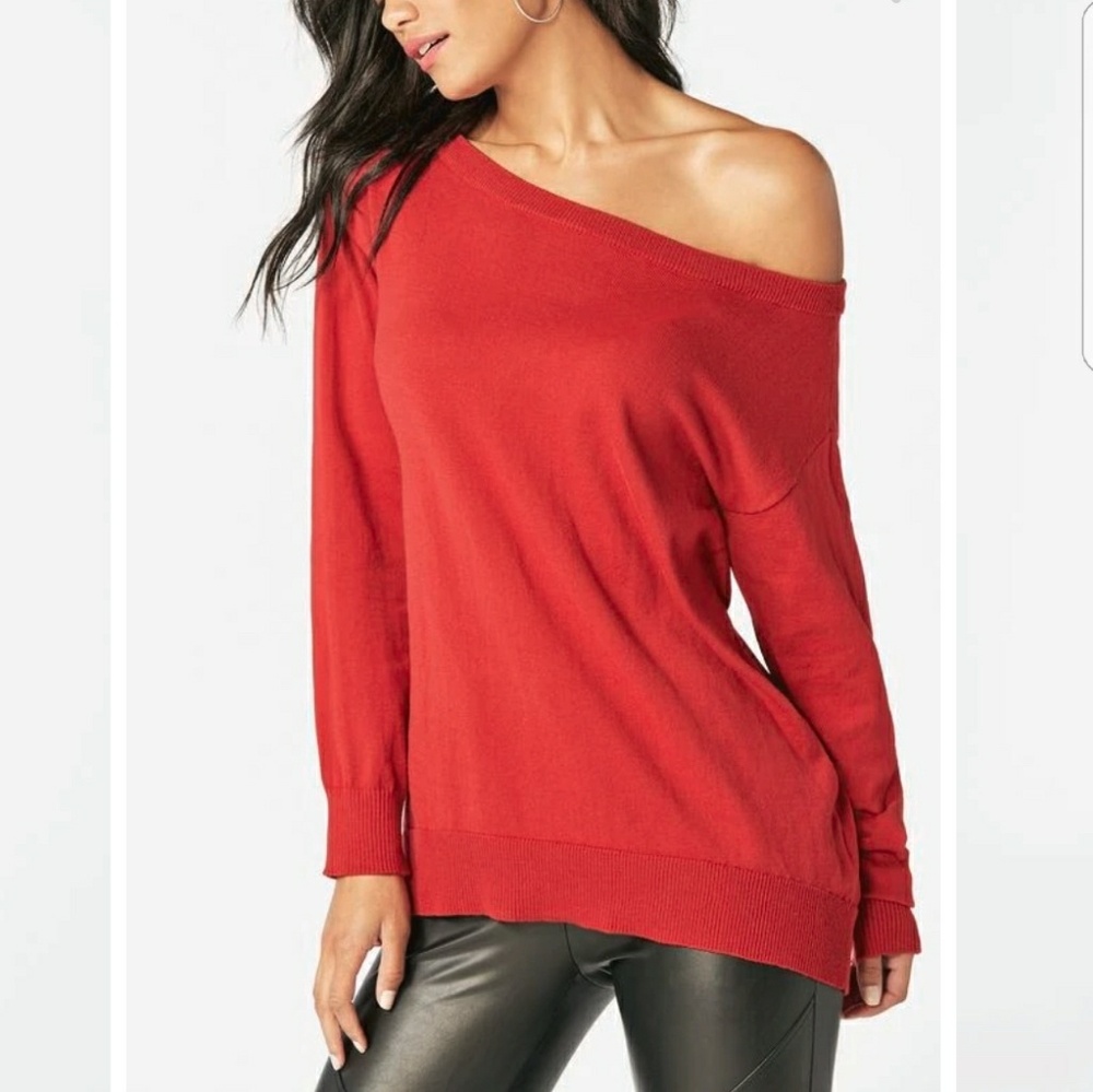 Oversized red boatneck sweater